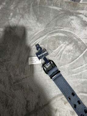 Mario Lorenzi Gray Canvas Double Grommet Belt (Size 2XL/46-48)